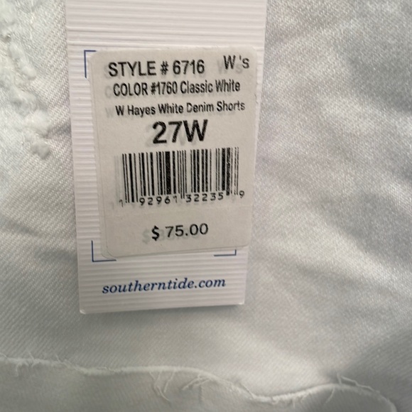 NWT Southern Tide White Denim Distressed Shorts Size 27 - Picture 3 of 7